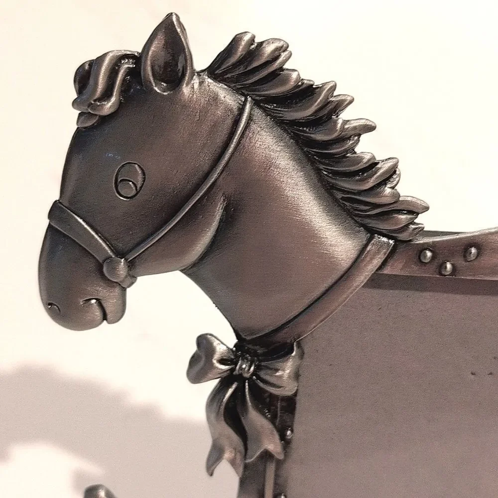 Silver Rocking Horse Picture Frame Holds 3